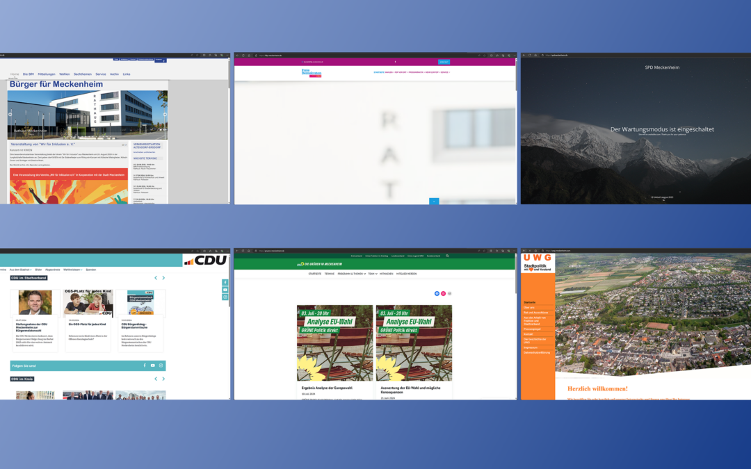 Soziale Medien und eigene Internetseiten der Parteien und Wählergemeinschaften Meckenheims